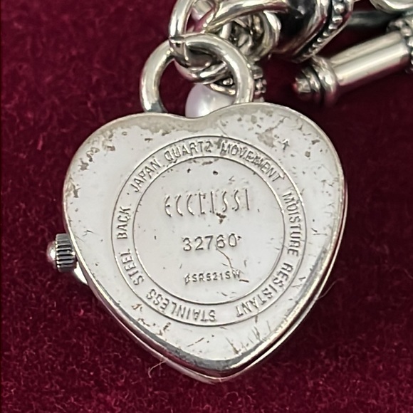 Ecclissi sterling silver toggle bracelet with hidden watch in heart charm. - Picture 5 of 5